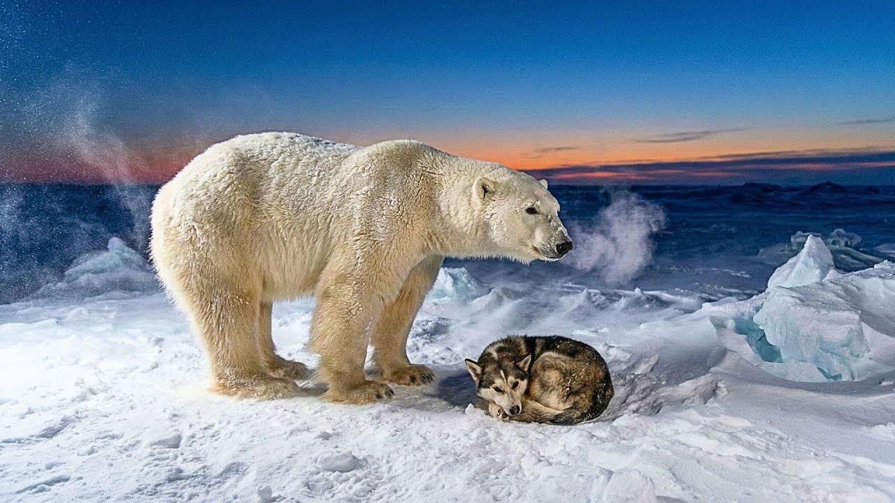 This Polar Bear Stood Guard Over a Lost Dog at -53°C | The Most Unlikely Friendship 🐕🐻‍❄️
