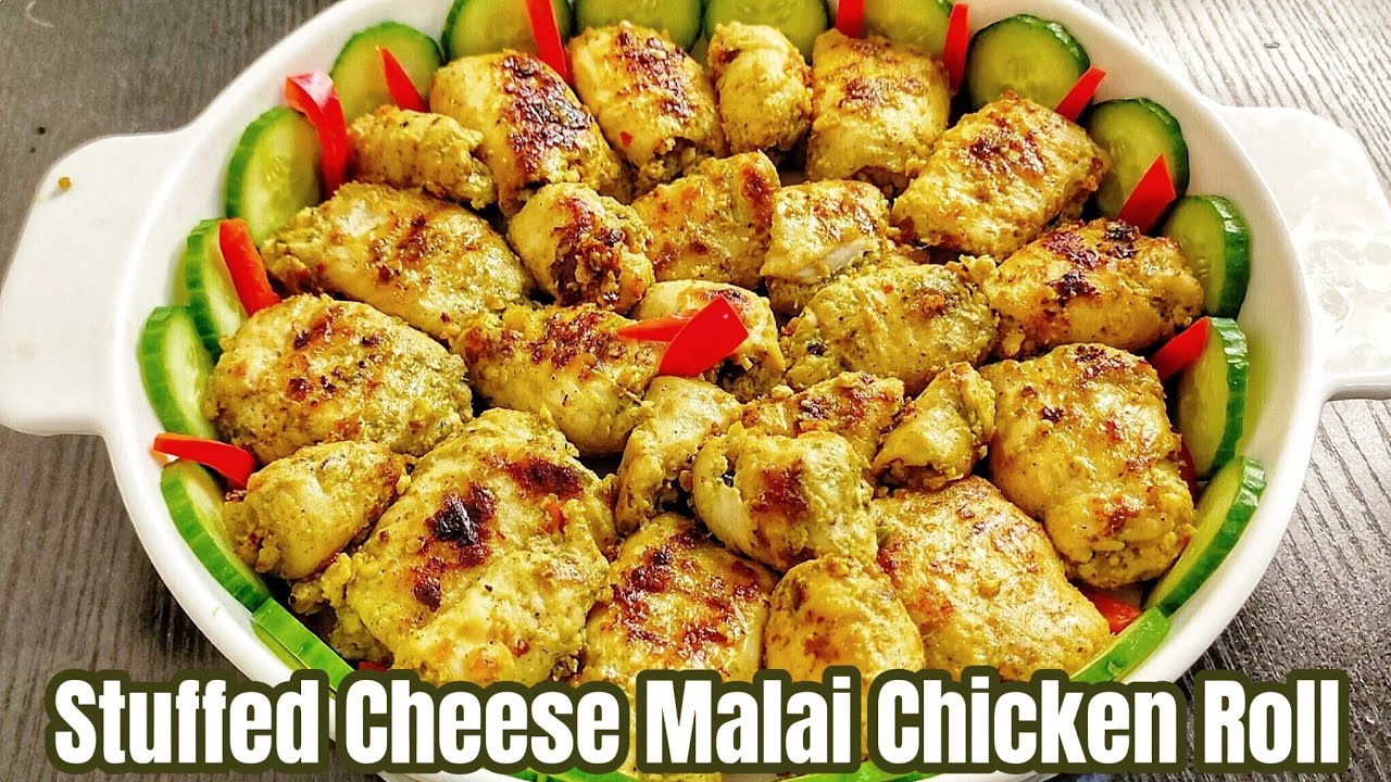 Stuffed Chicken Cheese Malai Roll Kabab | Creamy Stuffed Chicken Cheese Roll Kabab |