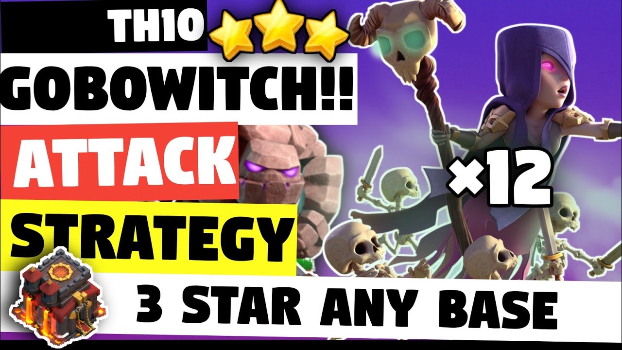 TH10 Golem Witch Bowler Attack Strategy Clash Of Clans | Best TH10 war attack strategy | COC