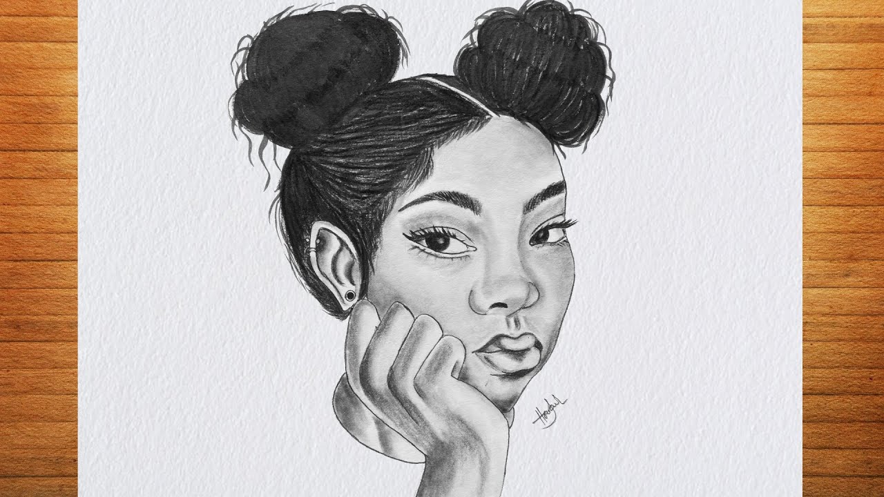 How To Draw An African Girl Easy Step By Step || Drawing African Lady With Curly Hair.