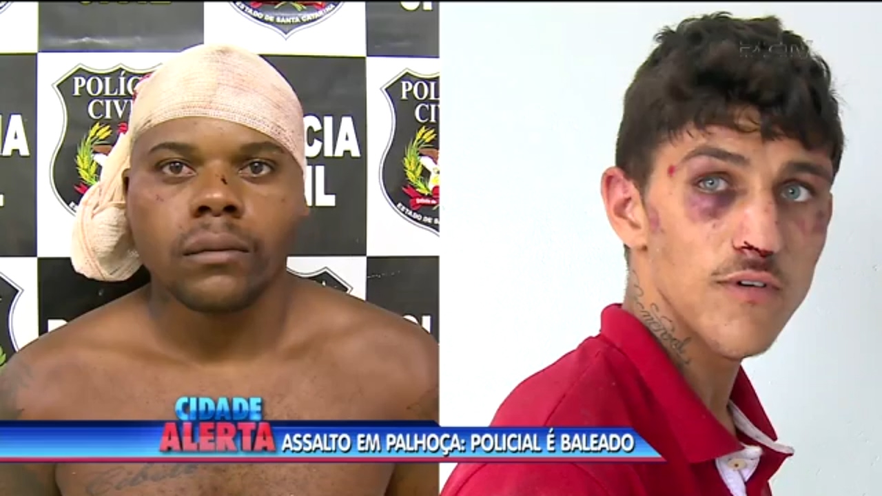 Policial é baleado em troca de tiros com assaltantes, em Palhoça