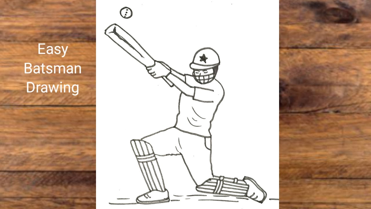 How to draw a cricket batsman step by step ll easy batsman drawing ll