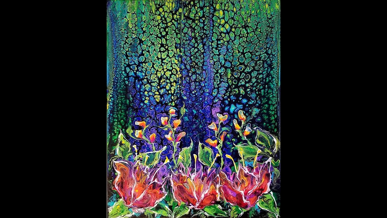 DA62 Acrylic Pouring Swipe on Black Abstract Flowers and More with Sandra Lett 050818
