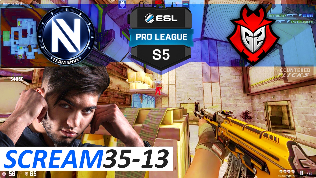 CS:GO ScreaM POV 35-13 / EnVyUs vs G2 / Cache / ESL Pro League Season 5