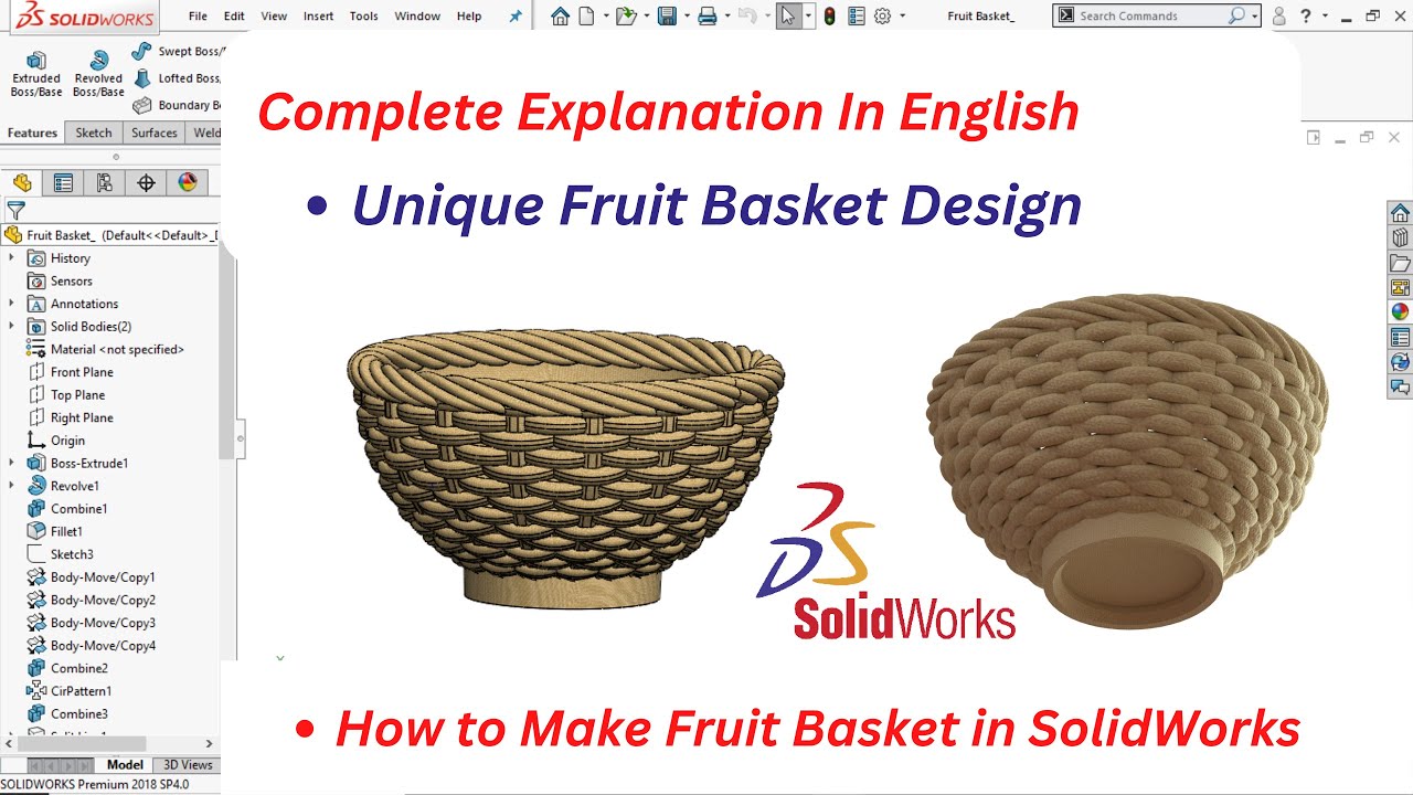 Unique Basket Design in SolidWorks | How to Design Fruit Basket in SolidWorks | Fruit Basket