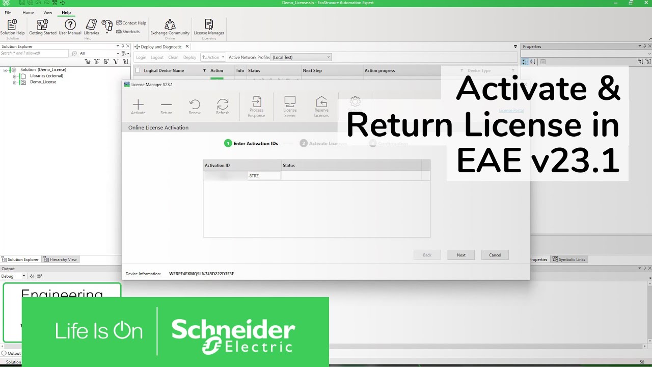 How to Activate & Return License in EcoStruxure Automation Expert v23.1 | Schneider Electric Support
