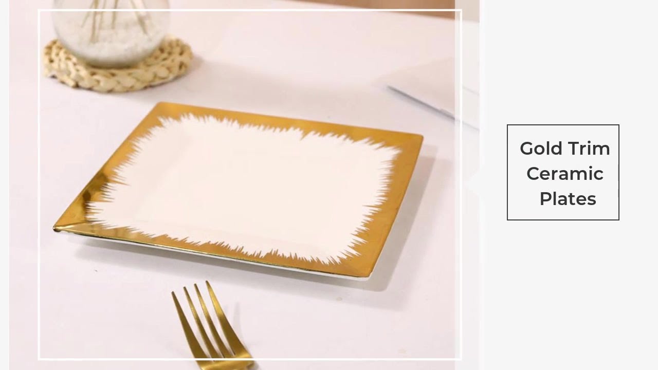 Gold trim white ceramic dining plates