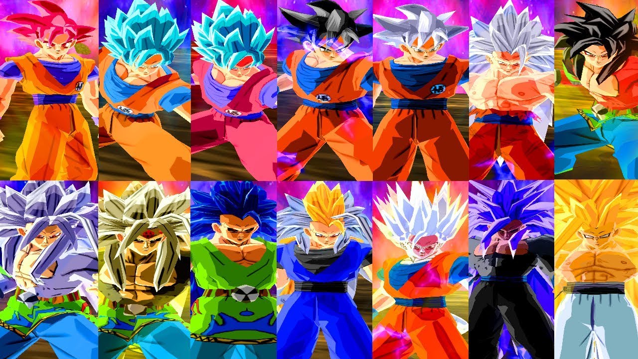 TODAS AS TRANSFORMAÇÕES DO GOKU - SSJ4 AO SSJ10, SSG, SSB, SSBK, UI, MUI, MUI3, 20,000 E INFINITO