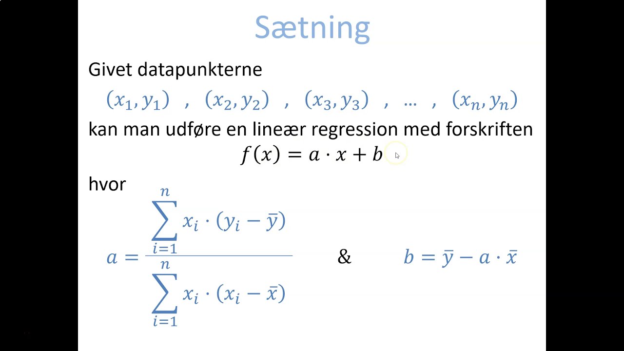 Funktioner af 2 variable - Bevis: Lineær regression, koefficienterne a & b