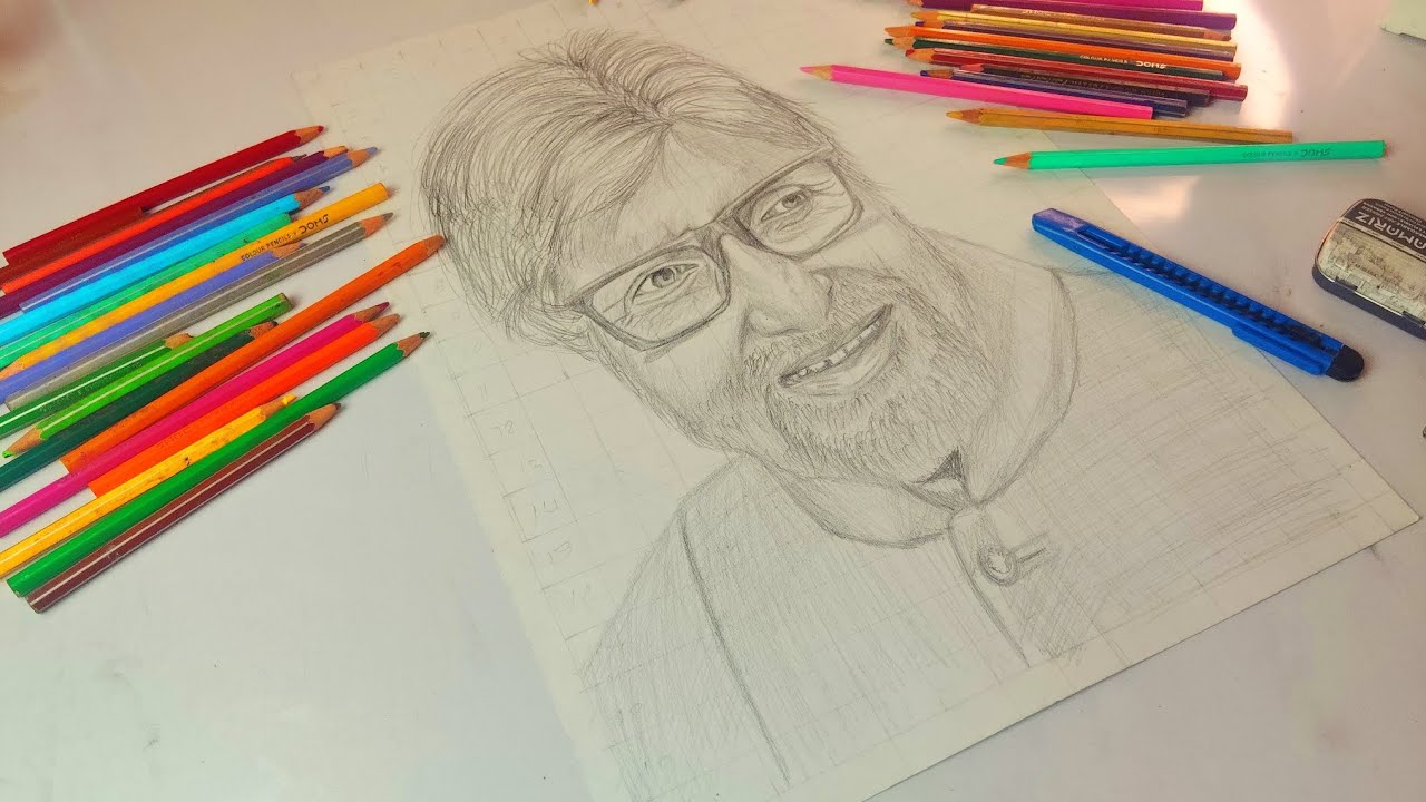Drawing Amitabh Bachchan Sketch Step-by-Step | Pencil Sketch Tutorial