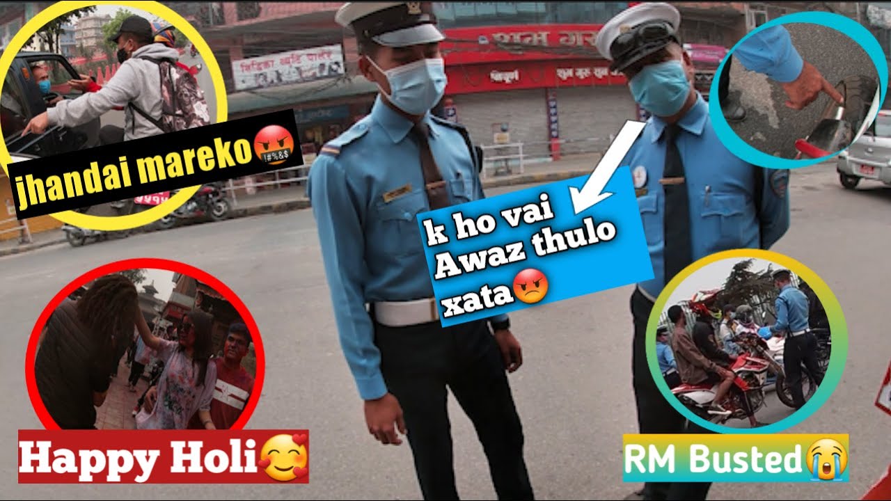 HOLI KANDA (NEAR DEATH ACCIDENT) FUNNY TRAFFIC CHECKING II BASANTAPUR II FUN PARK II CROSSX250R#2077