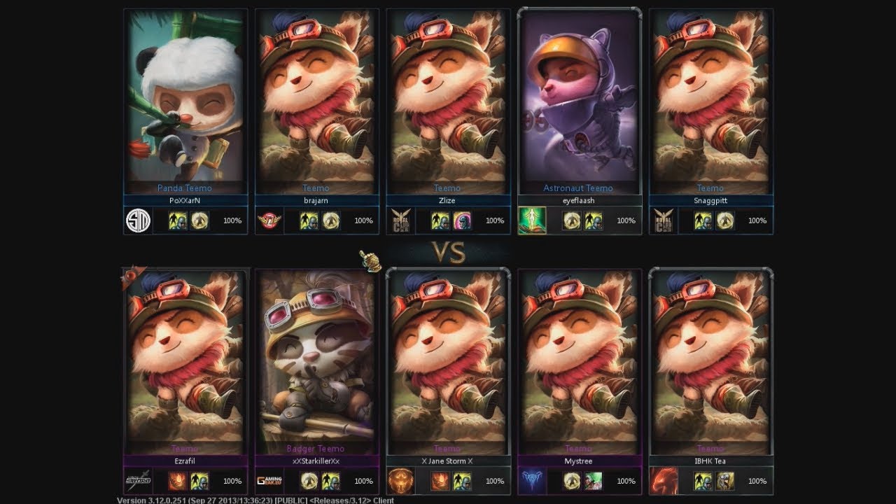 LoL Players Worst Nightmare... 10 Teemos! 1000 Mushrooms Crazy Glitch 2013