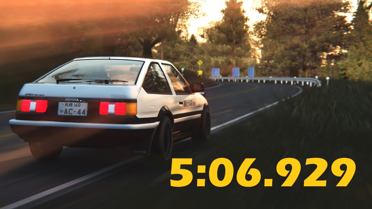 Akina Downhill in 5:06.929 in AE86 Tuned [Tyre Blankets ON] -- Assetto Corsa