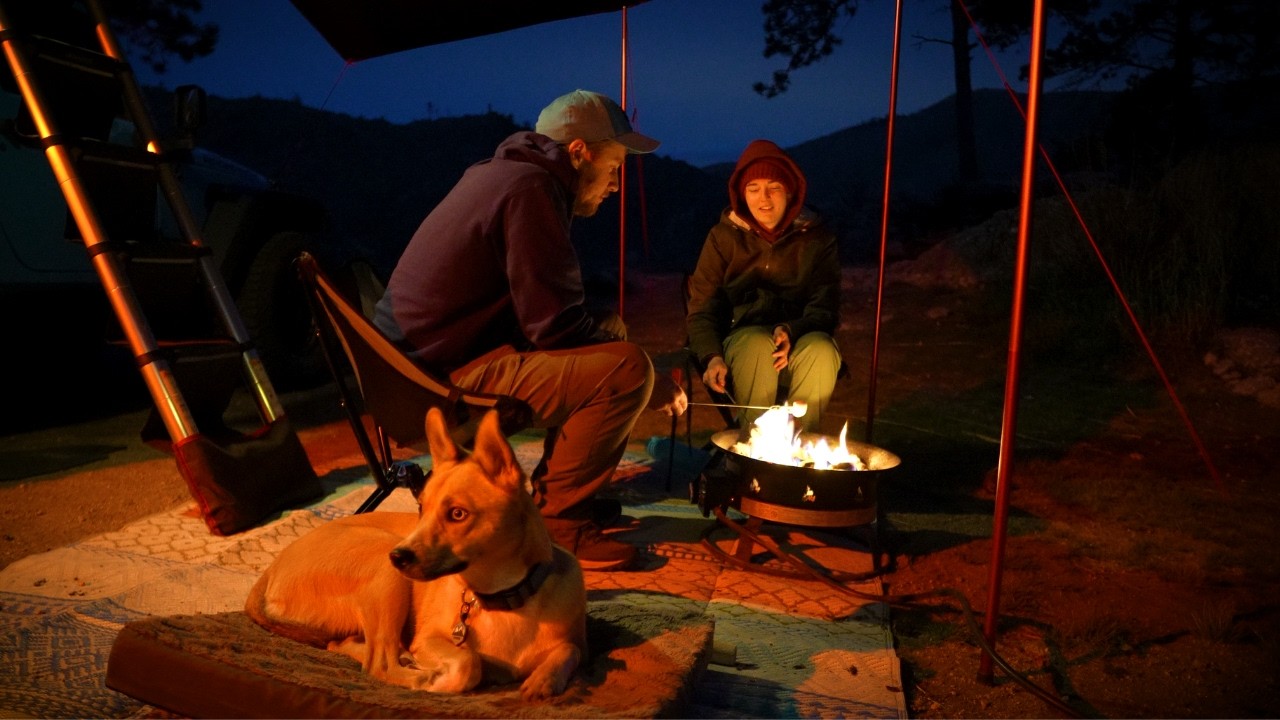 Couple Camping trip with Dog in the Mountains | ASMR | Relaxing Sounds | Jeep | Satisfying Painting