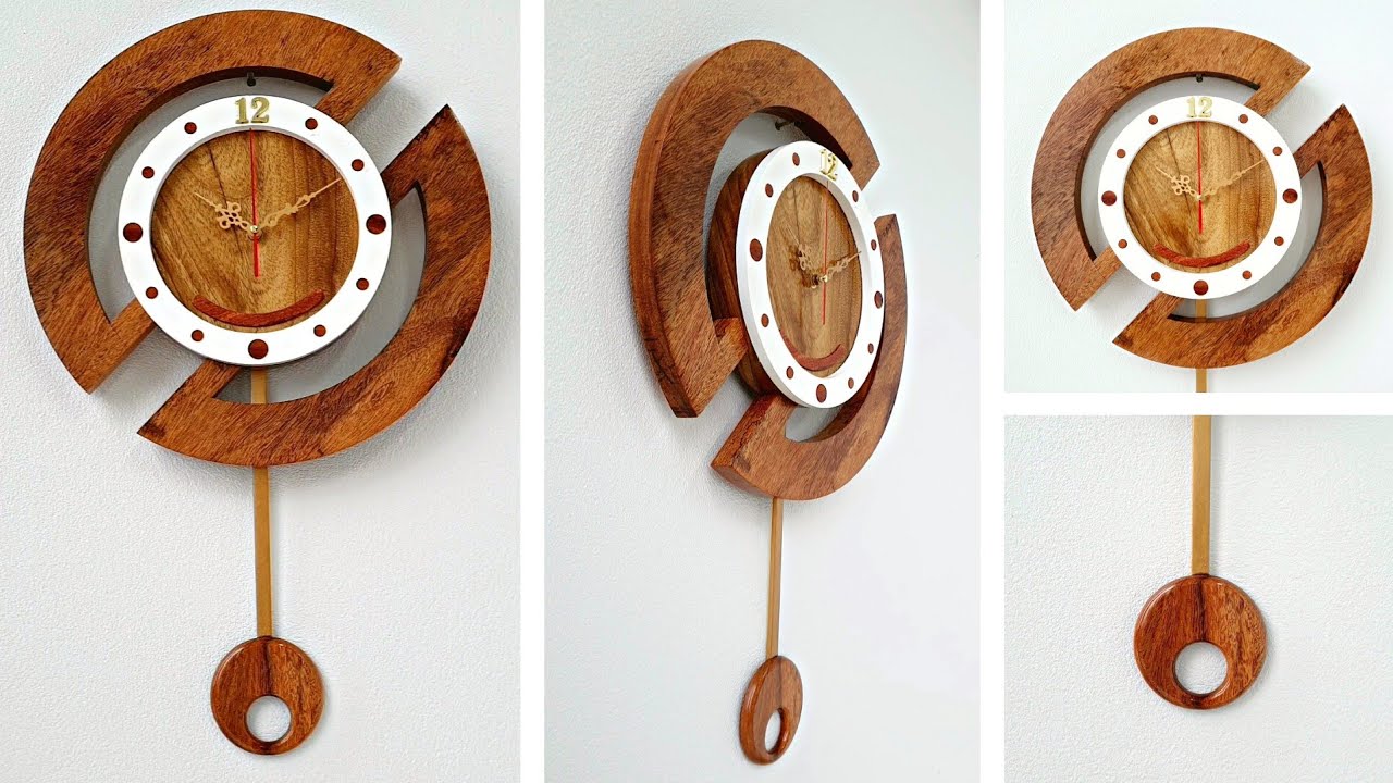 Woodworking Project || DIY Modern Style Pendulum Wall Clock • Wooden Wall Clock