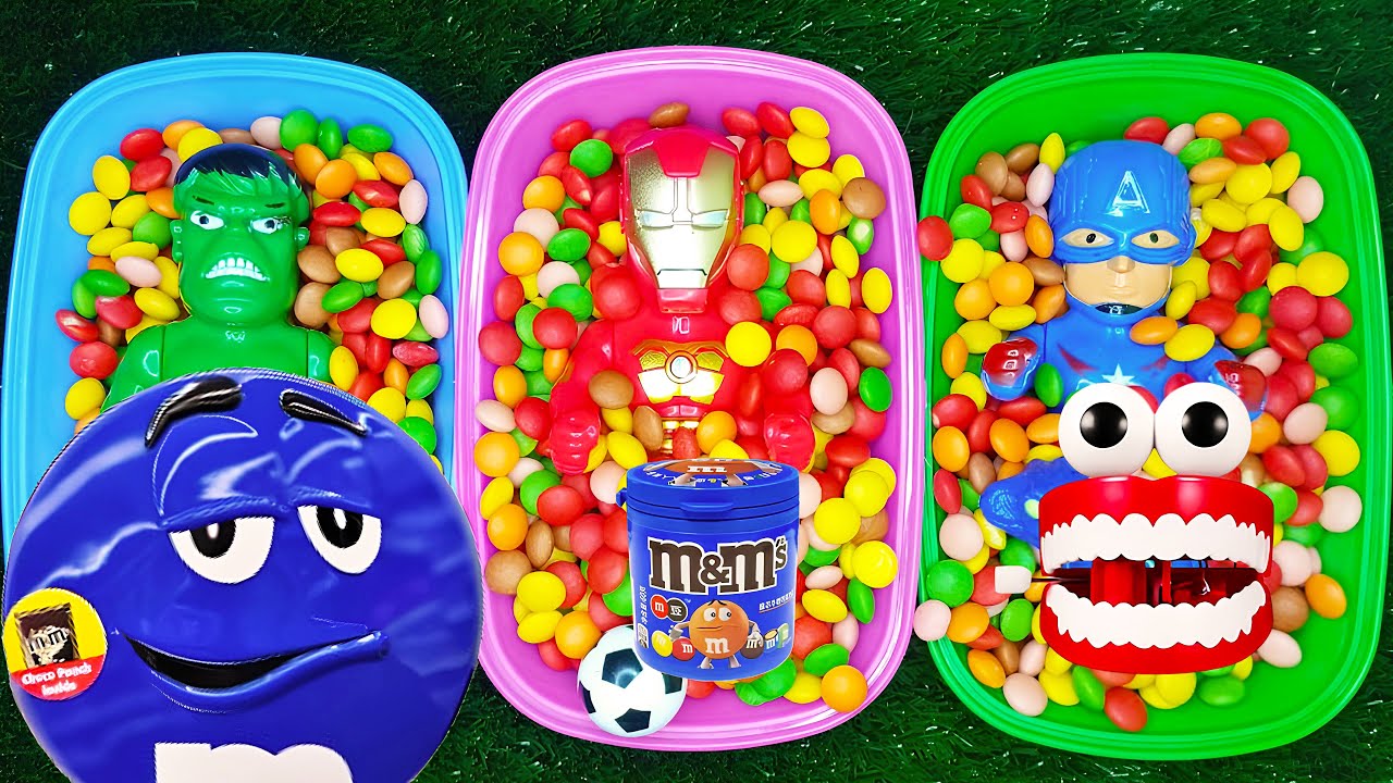 Full of 3 Rainbow BathTubs Candy with M&M's & Magic Slime Cutting Video