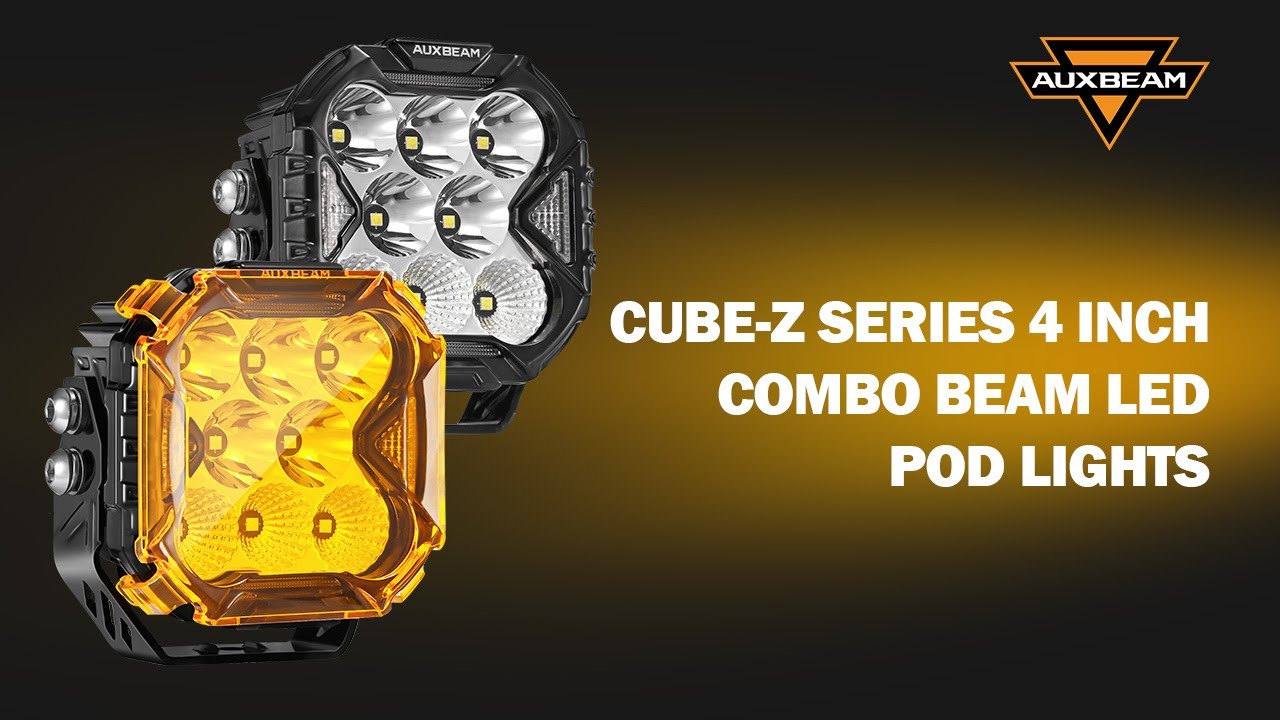 Auxbeam&reg; CUBE-Z Series 4 Inch Combo Off Road Lights with White DRL & Amber Turn Signal Lights