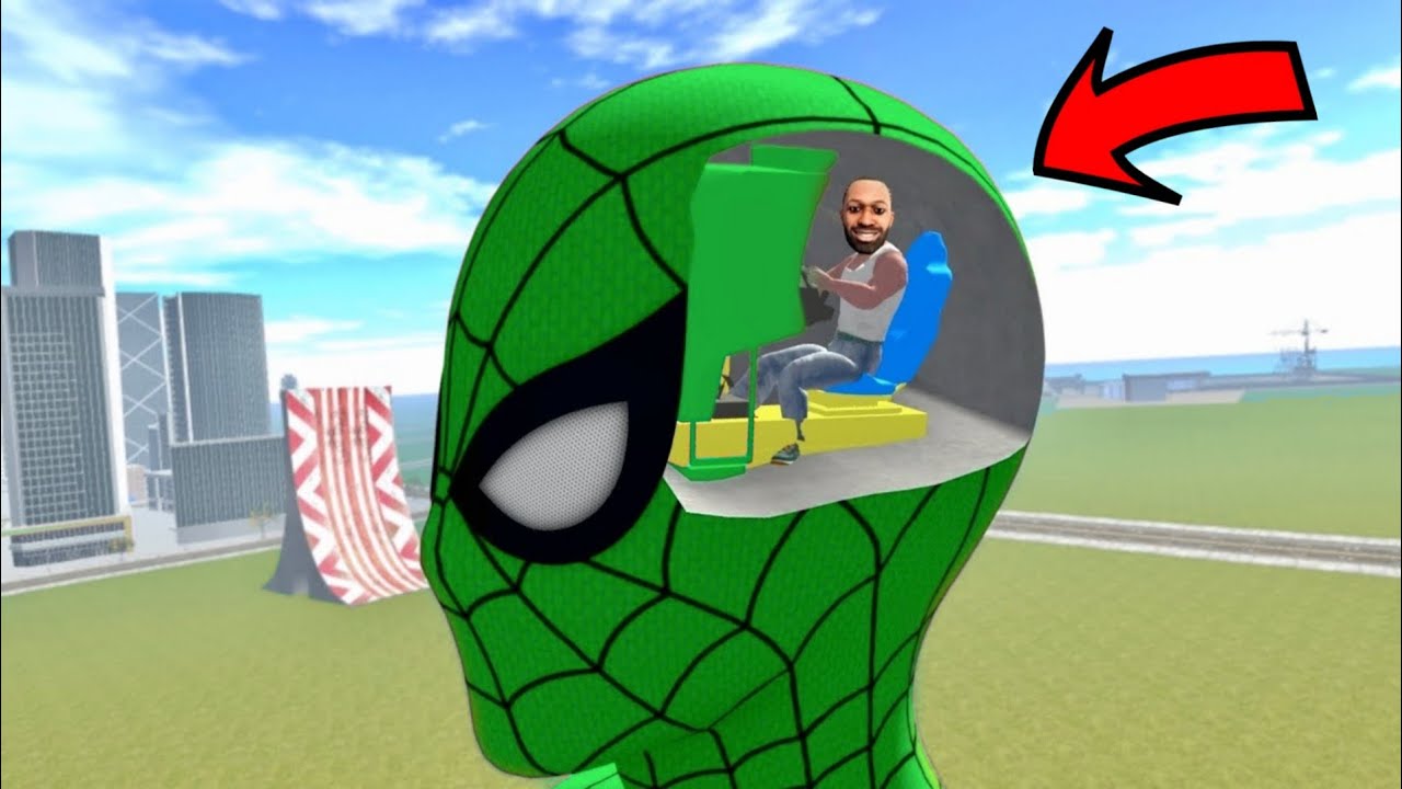 Franklin Enter Inside Gaint Green Spiderman Head and control His brain in indian bike driving 3d 