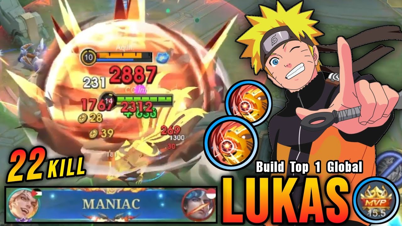 22 Kills + 2x MANIAC!! Lukas EXP Lane The Unstoppable Beast!! - Build Top 1 Global Lukas ~ MLBB