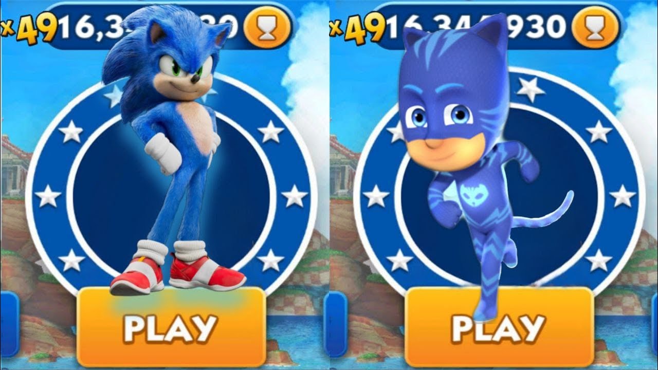 Sonic Dash vs PJ Masks Super City Run _ Movie Sonic vs All Bosses Zazz Eggman