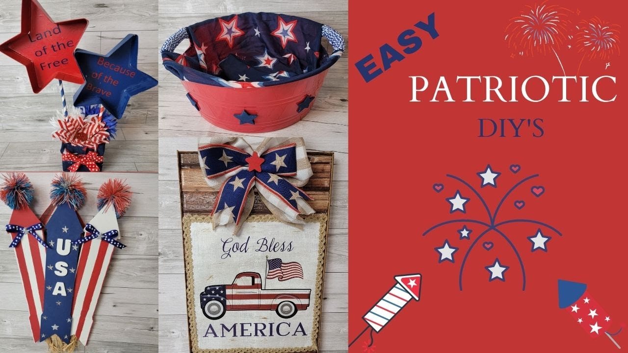 EASY PATRIOTIC DIY'S/DOLLAR TREE HOME DECOR/4TH OF JULY DECOR