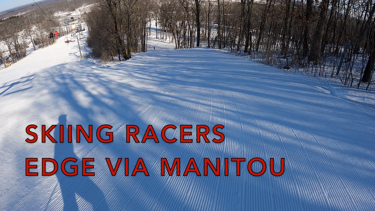 Skiing Racers Edge via Manitou at Cascade Mountain