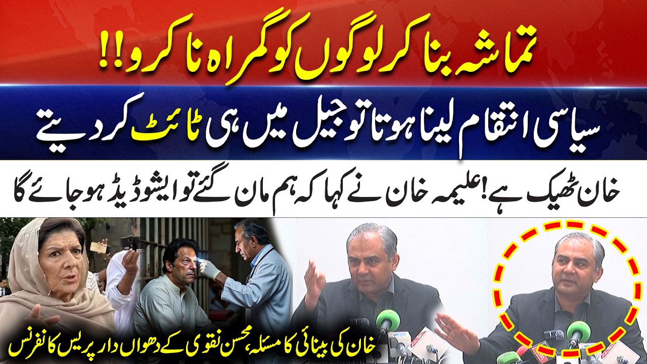 Imran Khan's eye examination in jail delayed due to Aleema's 'political tactics' Says Mohsin Naqvi