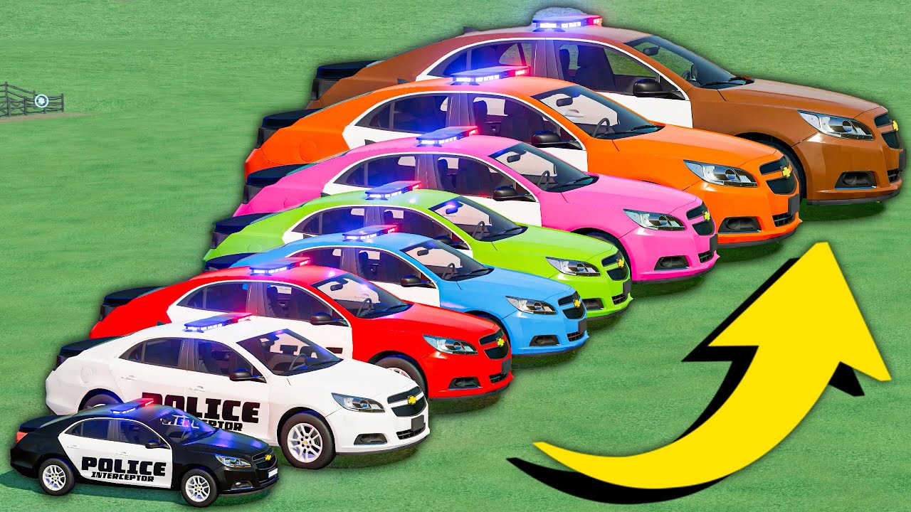 small to GIANT POLICE CARS vs TRUCKS - TRANSPORTING FS22