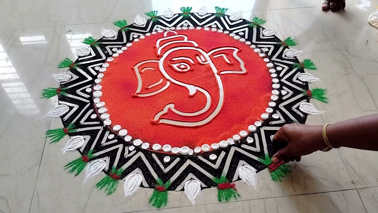 Ganesha rangoli❤ 🙏🍁| easykolam | rangoli | muggulu | kolam | kolangal | simple kolam | vinayaga