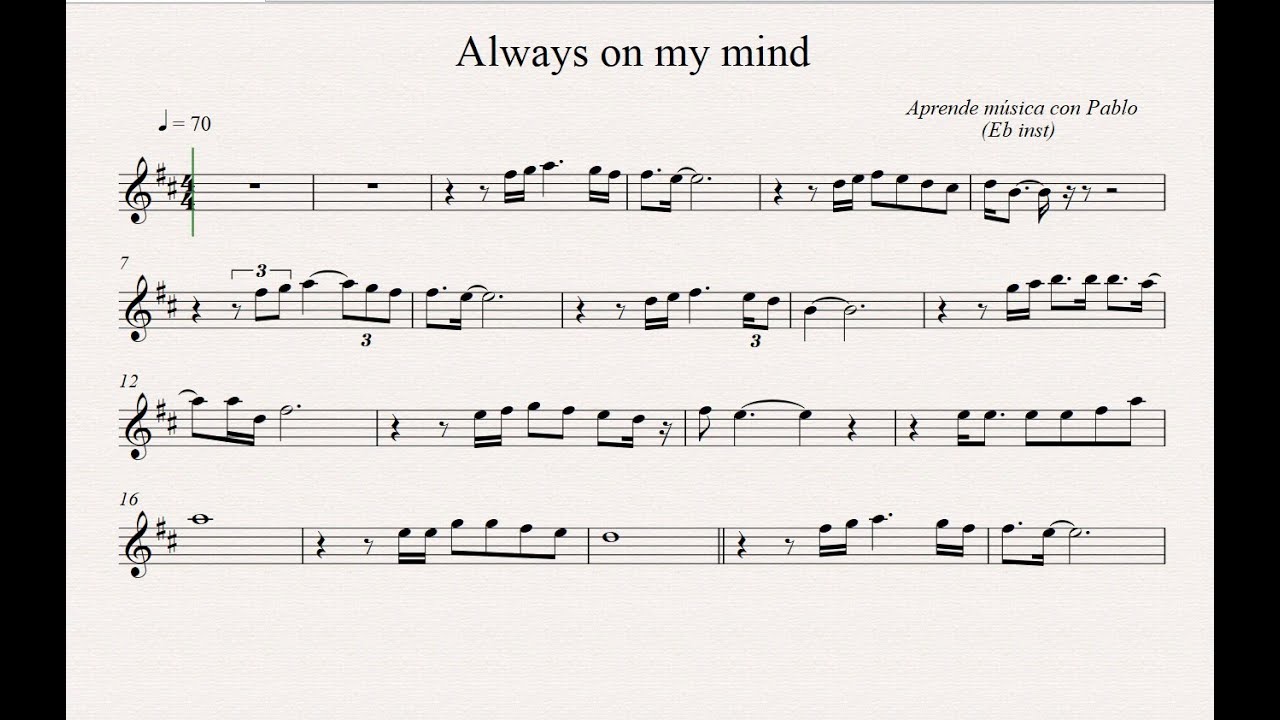 ALWAYS ON MY MIND: Eb Inst (saxo alto, saxo barítono...) (partitura con playback)