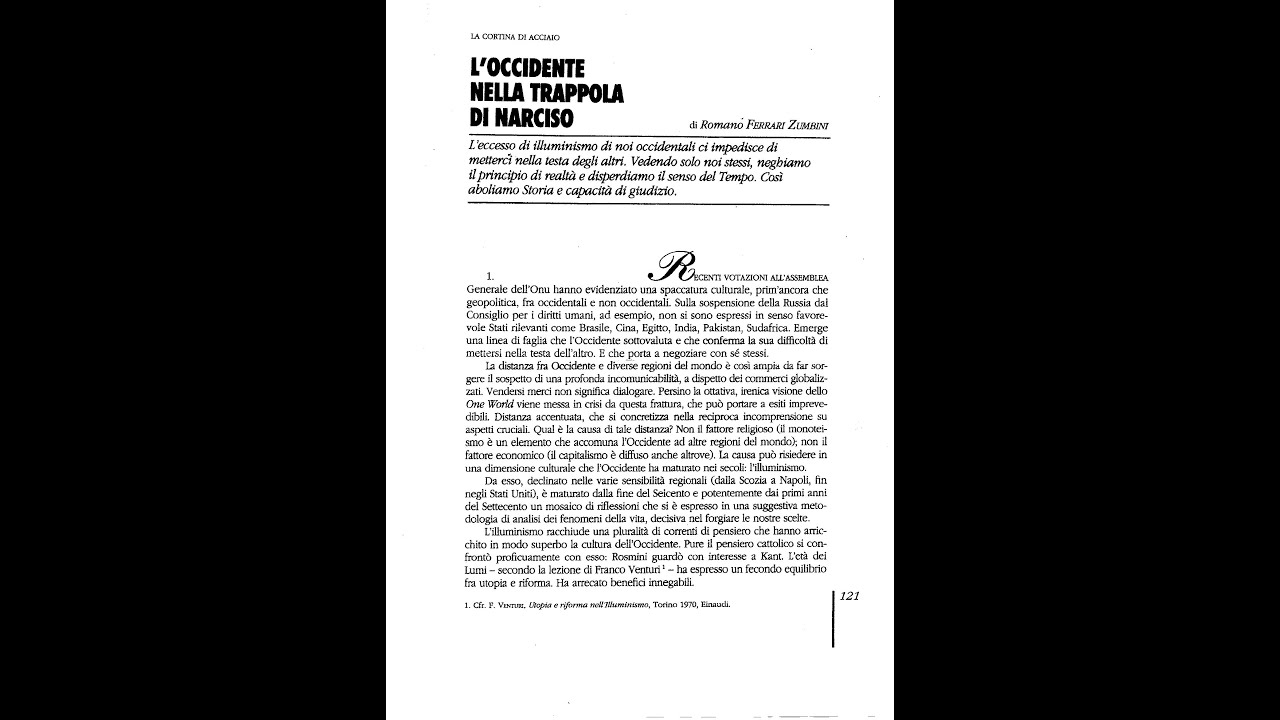 L'Occidente nella trappola di Narciso: intervista a Romano Ferrari Zumbini