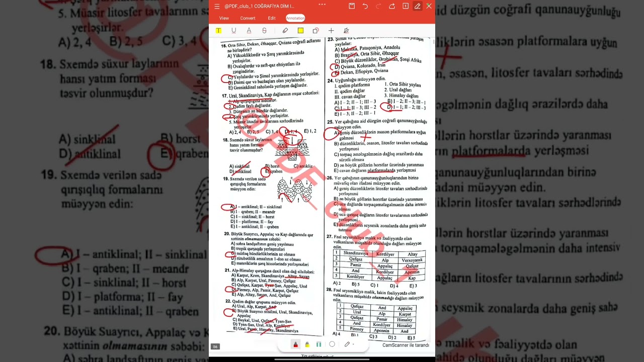 Dim 1-ci hissə-test izahı (endogen proseslər və relyef)