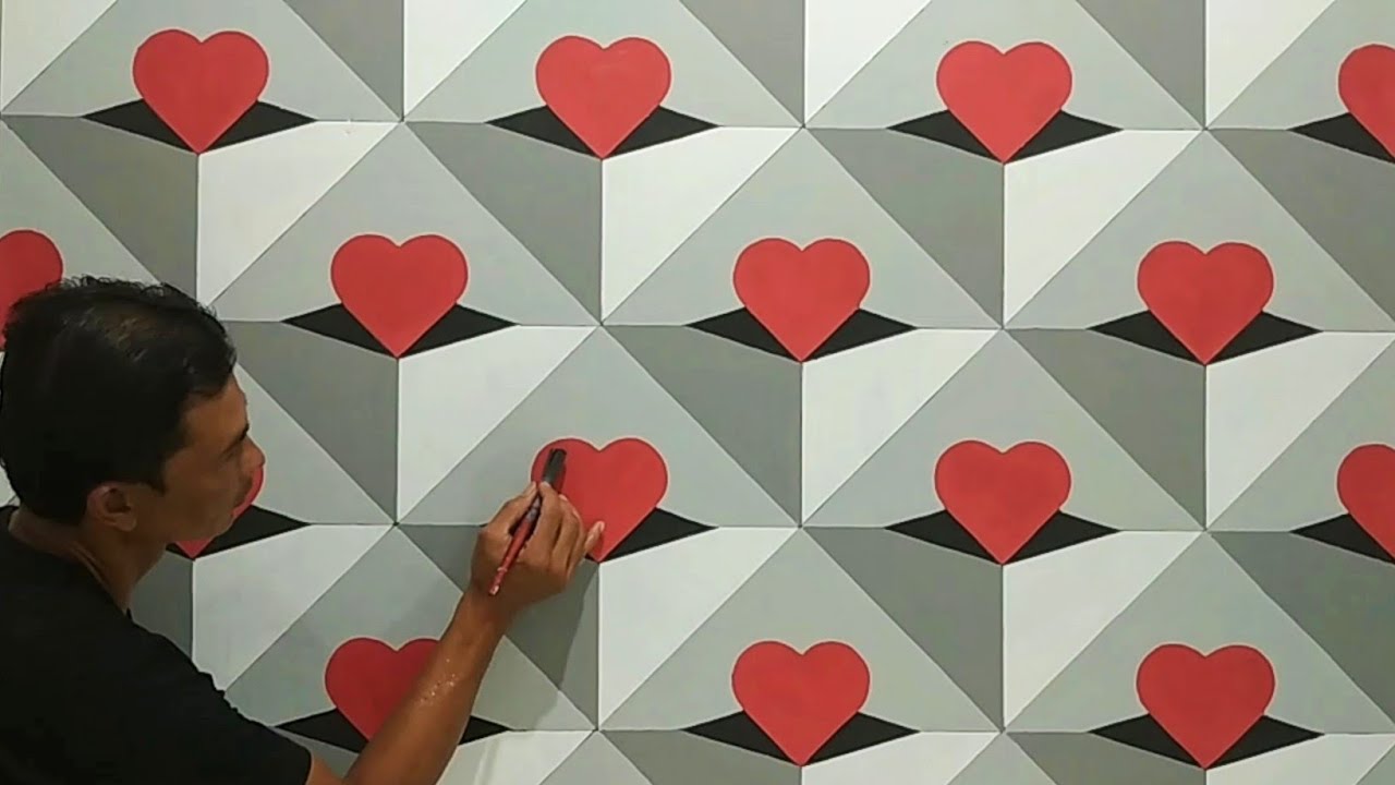 HEART 3D WALL PAINTING | LOVE 3D WALL DECORATION | CAT TEMBOK 3D AKU CINTA KAMU