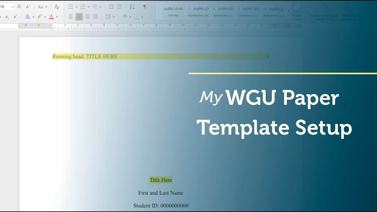 Paper Template Setup to Complete it in 1–2 Days |  Teachers College at Western Governors University
