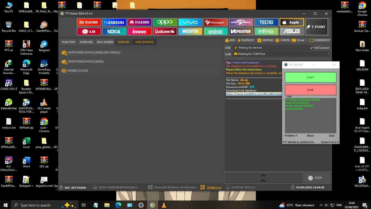 TFT UNLOCKTOOL BUAT FLASH HP YANG MATOT MENTOK LOGO HANK RESTAR² BOOTLOUP BISA EDL9008 MDE DIAG FSBT