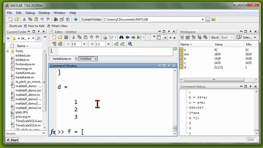 04 MATLAB (R), Teil 1, Rechnen mit Zahlen, Variablen, Vektorrechnung, Plots