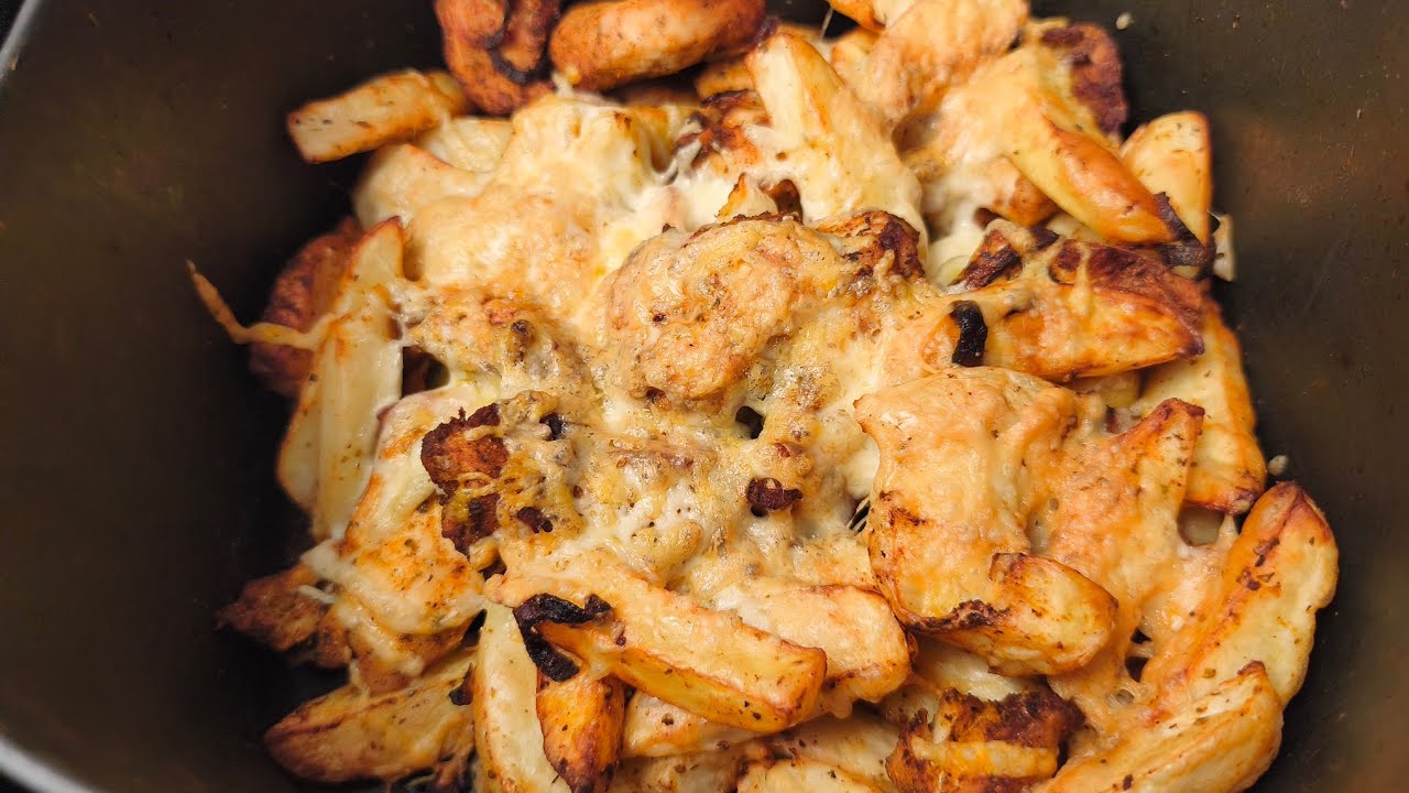 Szybki obiad Air Fryer - Kurczak frytki ser cebula
