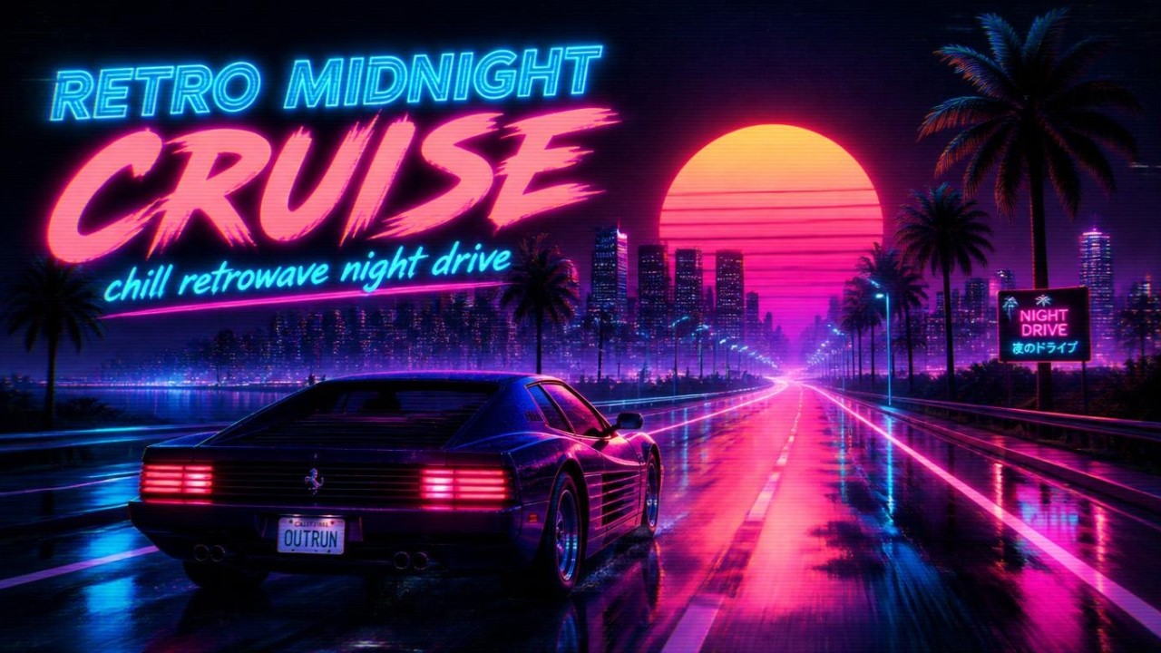 Chill Retrowave Night Drive (Inspired by The Midnight) | Retro Midnight Cruise 🚘