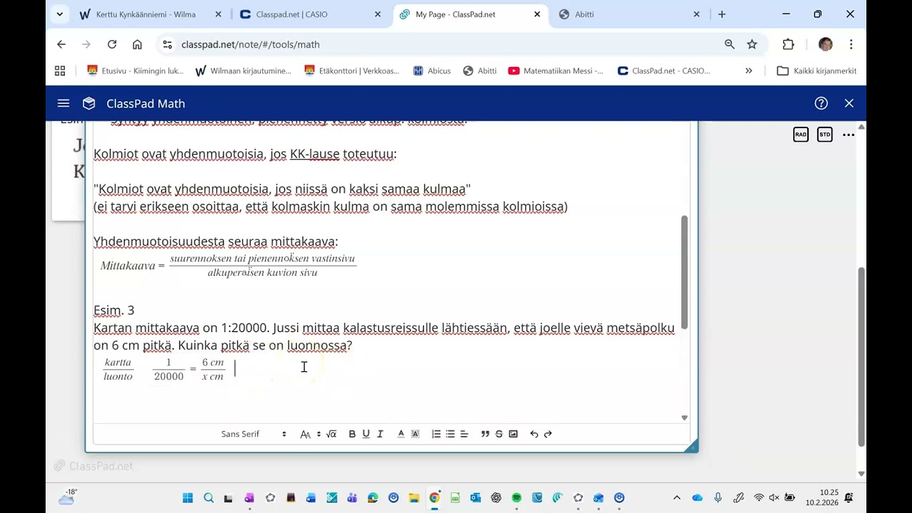 Karttatehtävä mittakaavasta