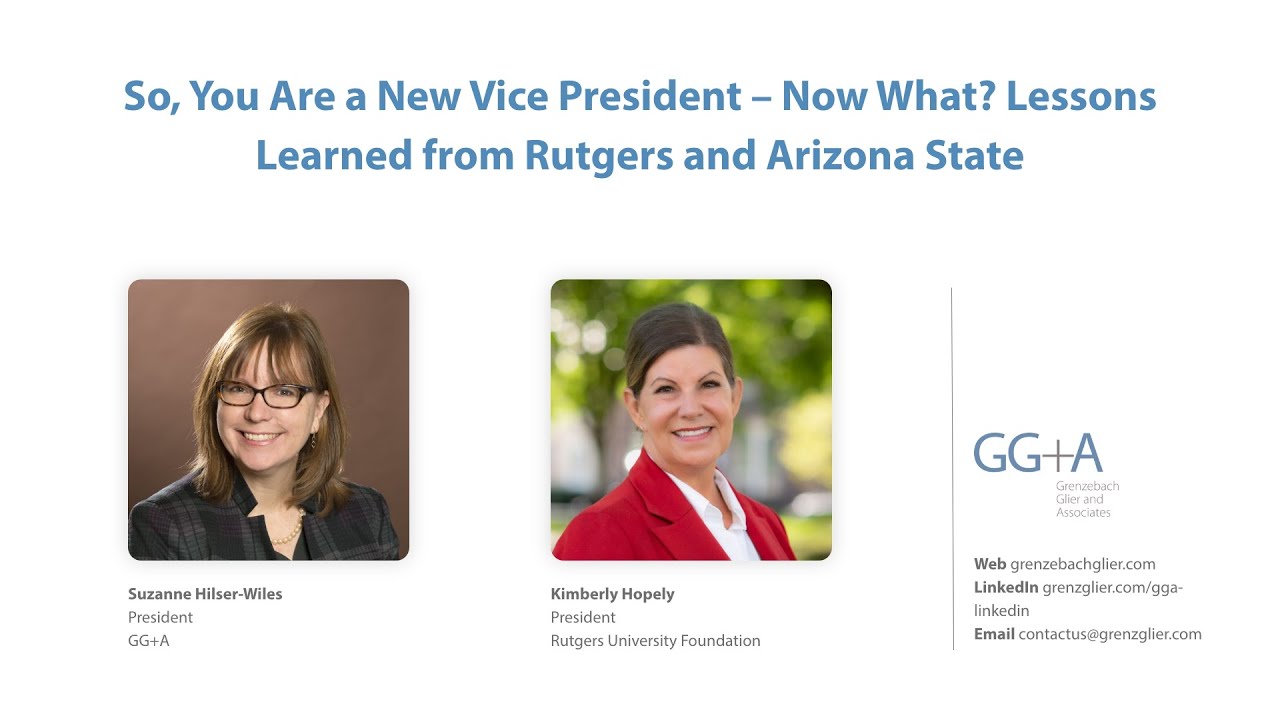 So you are a new Vice President – now what? Lessons learned from Rutgers and Arizona State