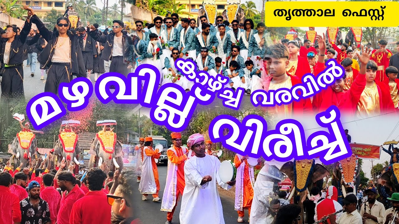 തൃത്താല ഫെസ്റ്റിൽ കാഴ്ച്ച വരവിൽ മഴവില്ല് വിരീച്ചു 🔥👌#thrithala #lathevlogs #viral #elephant #nercha 