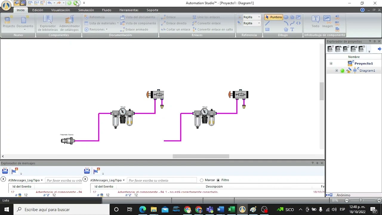 Tutorial uso libreria ilustrada de neumática en Automation Studio