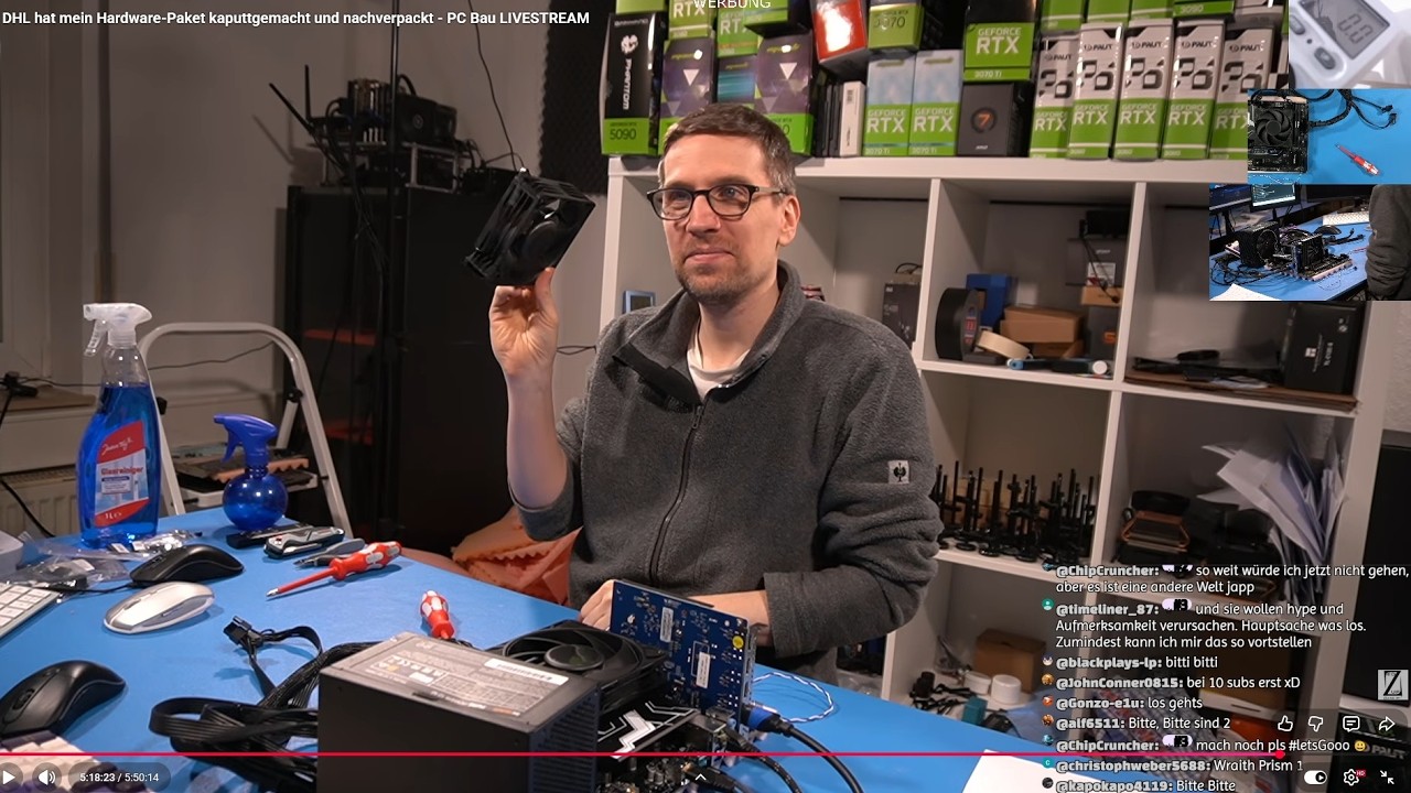 DHL hat mein Hardware-Paket kaputtgemacht und nachverpackt - PC Bau LIVESTREAM