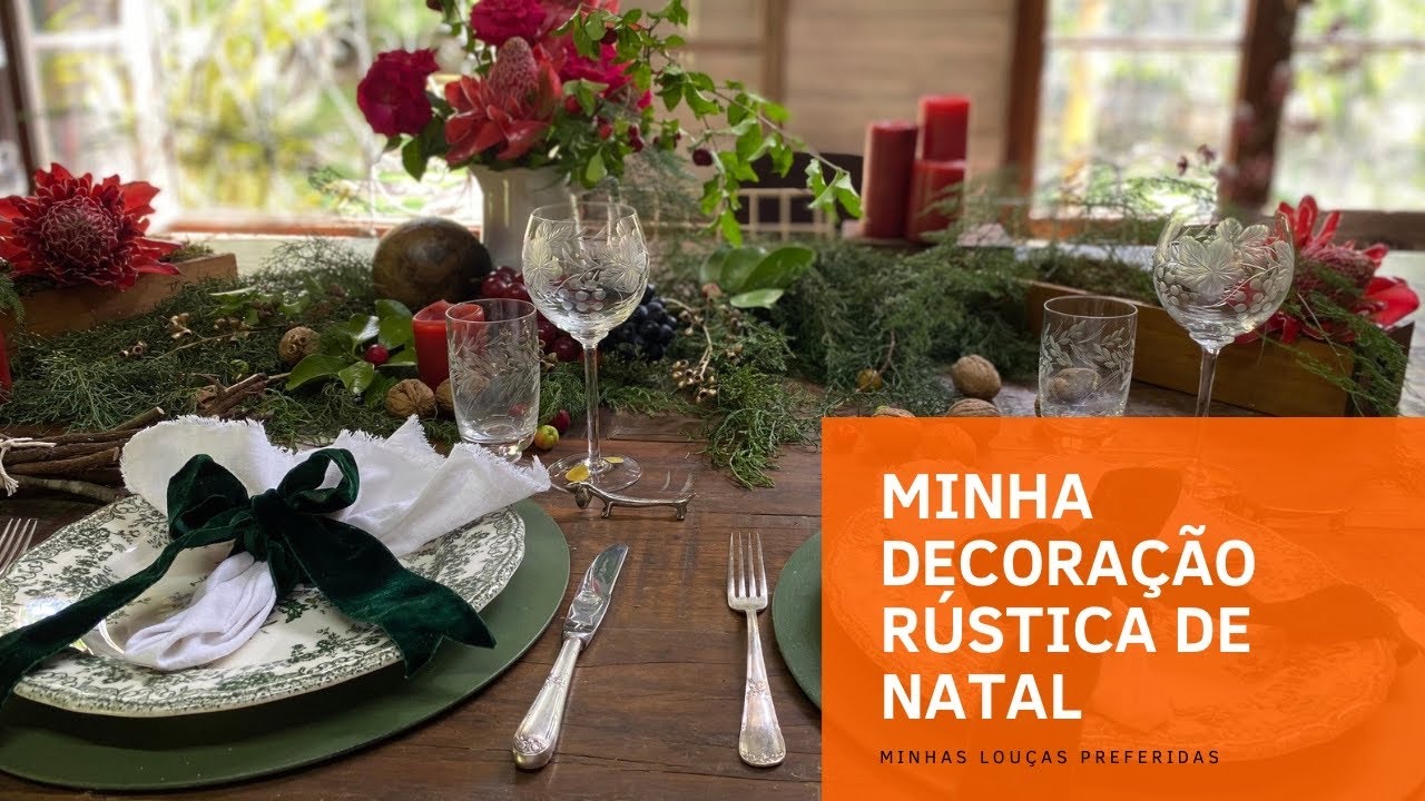 Uma decoração de Natal Rústica com produtos naturais. Mesa posta rústica