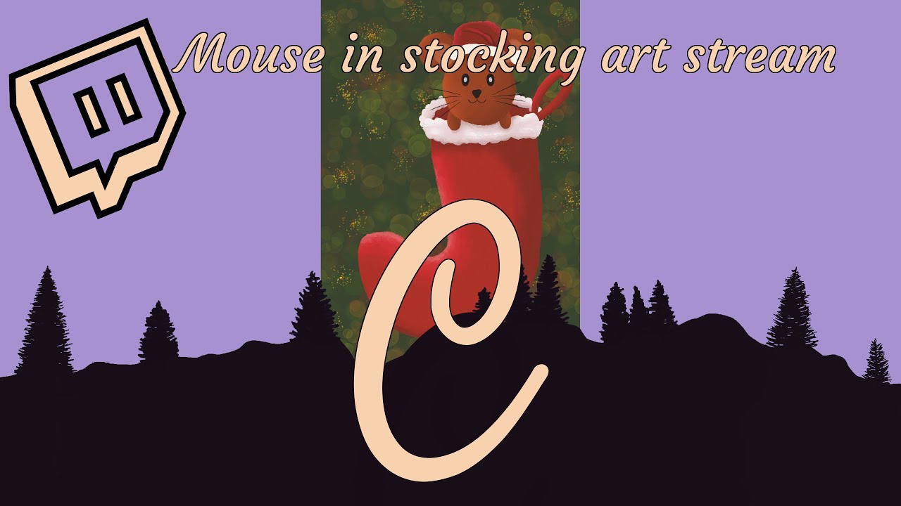 Mouse in stocking, Christmas card, Procreate