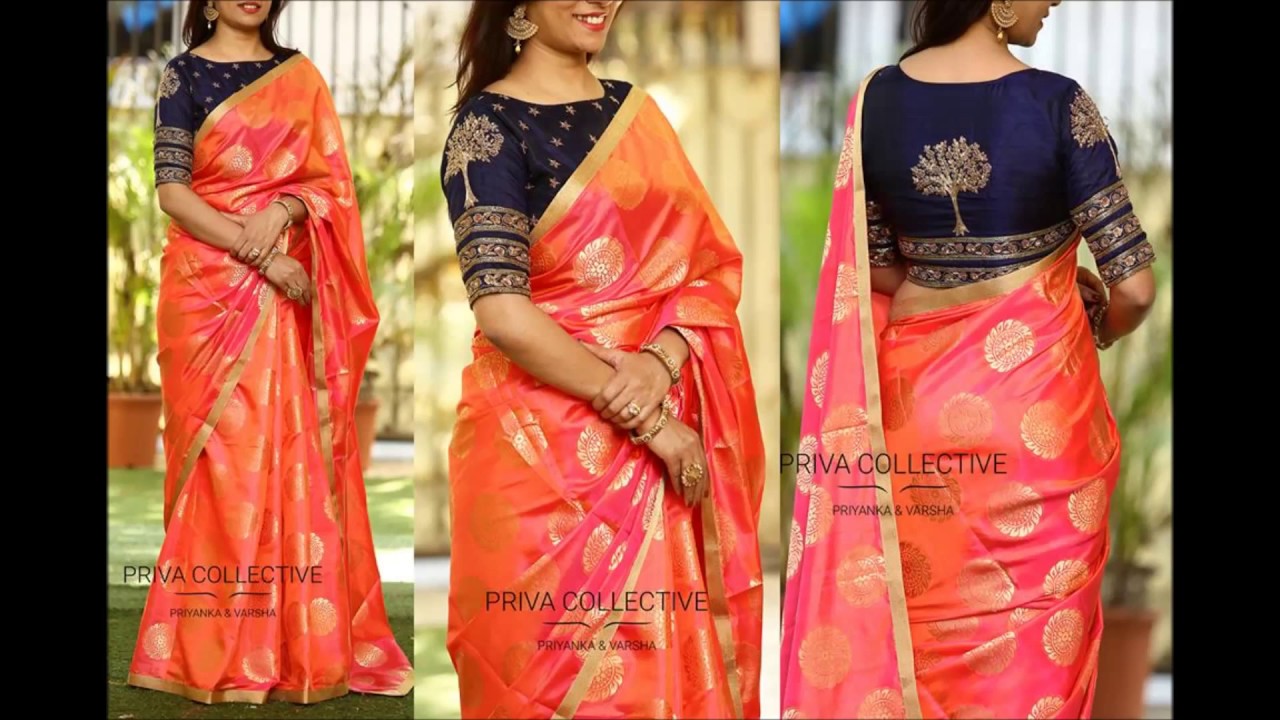 Contrast Combination Blouse & Saree Mix and Match Designer Collections