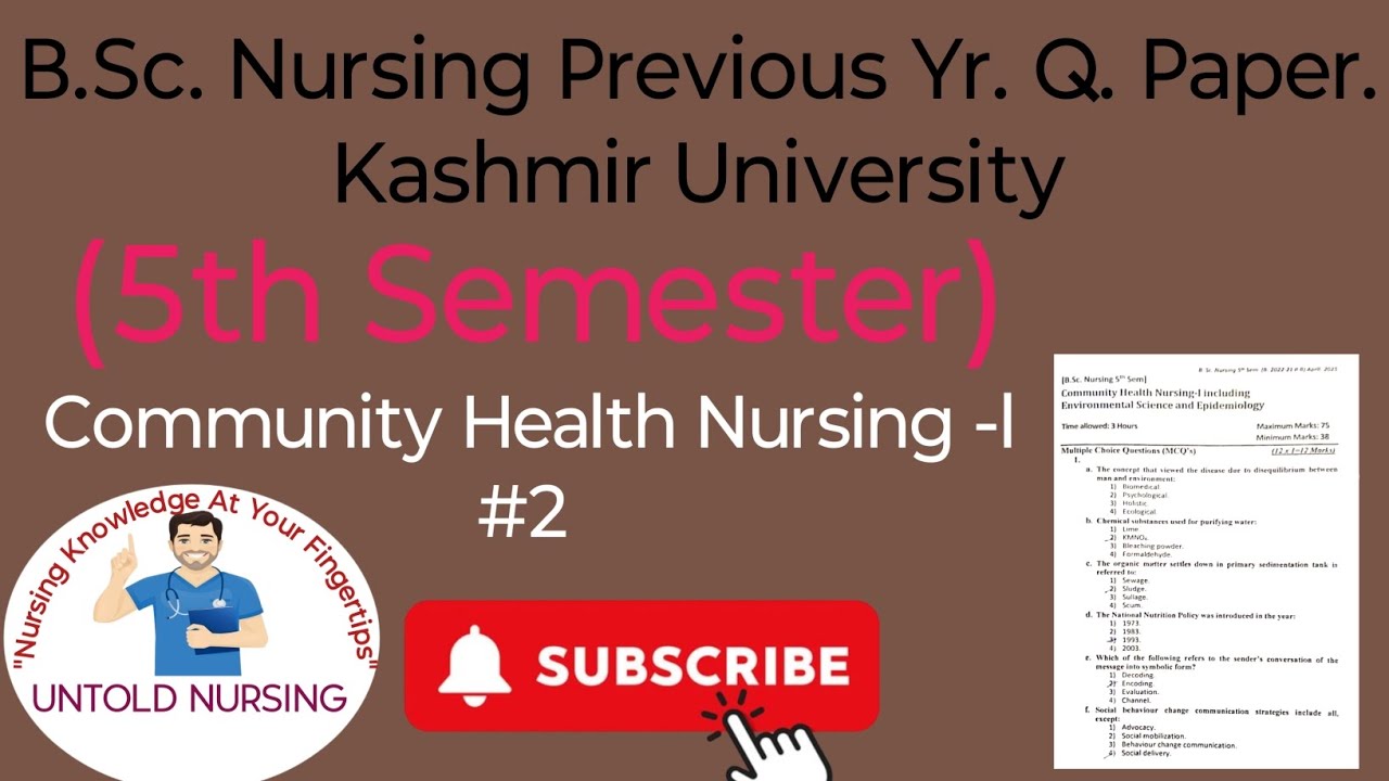 B.Sc. Nursing 5th sem Previous Year Question Paper || Community Health Nursing-l Kashmir University
