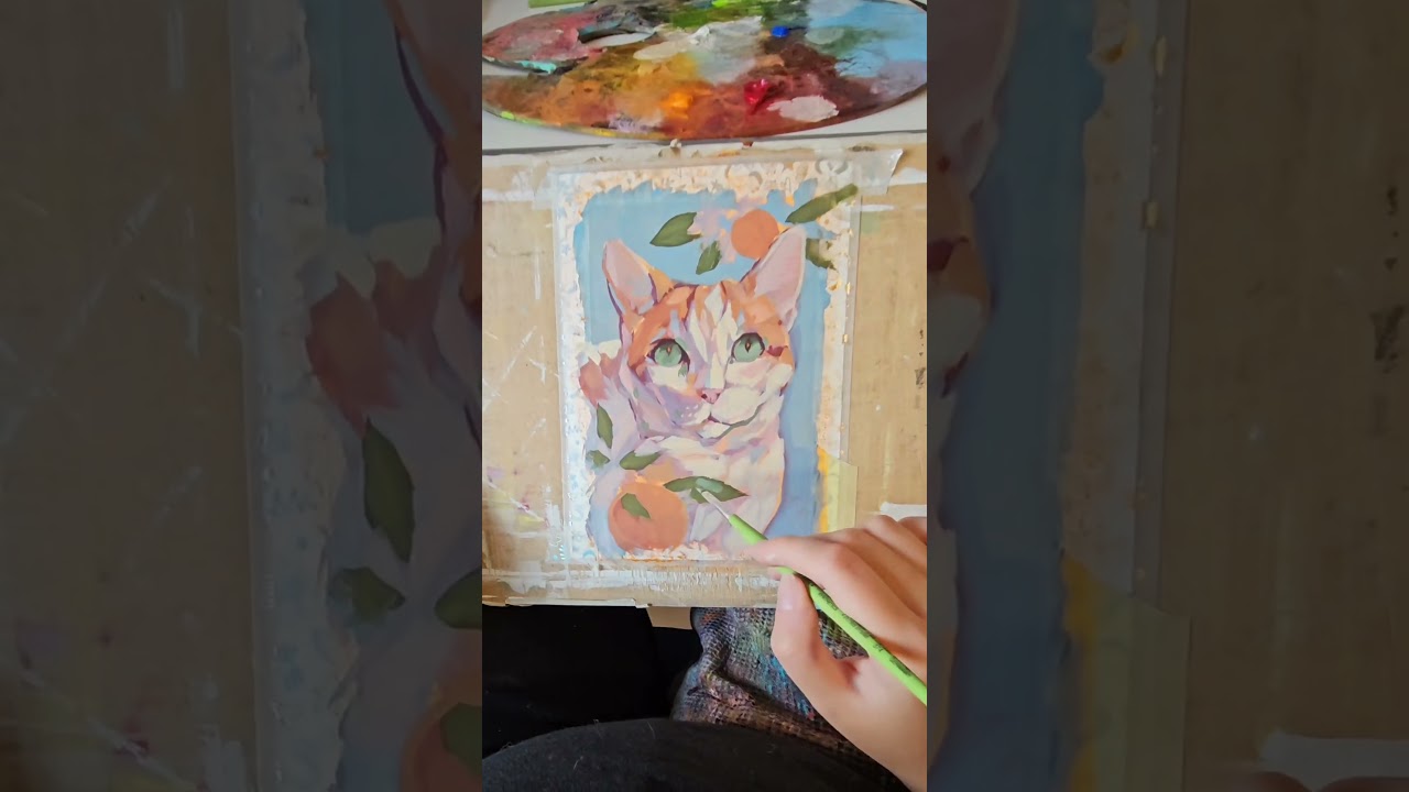 Paint a cat portrait with me! #arttutorial #paintingtutorial #catportrait #art #cat #painting