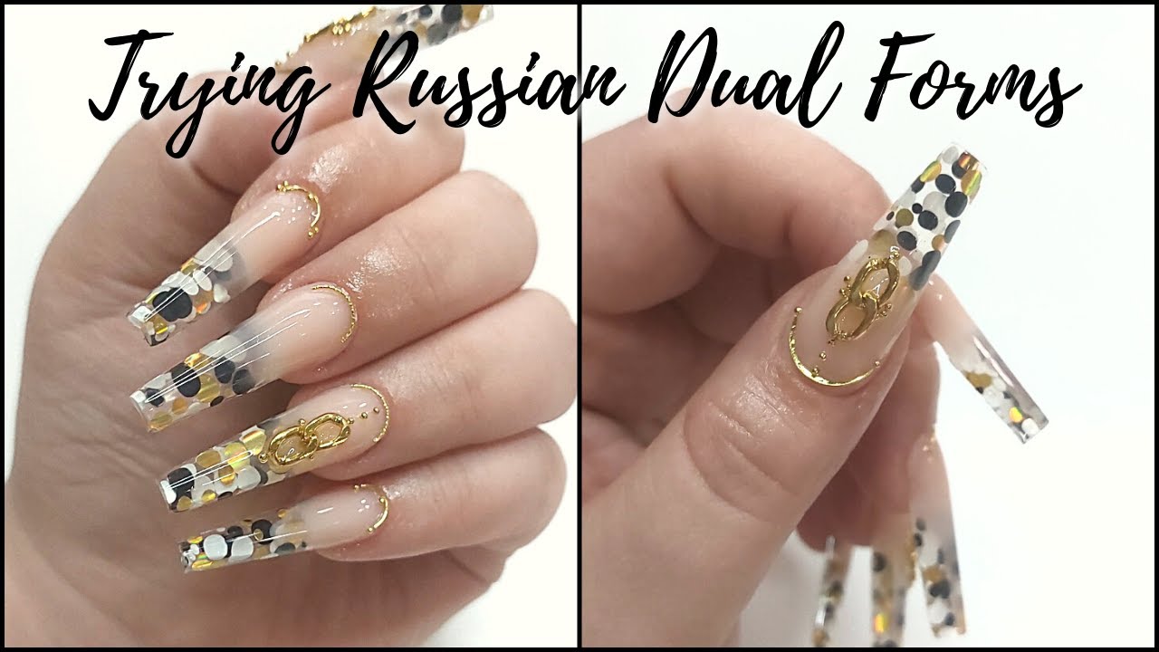 ENCAPSULATED ELEGANT GLITTER NAILS || TESTING RUSSIAN DUAL FORMS FROM SHEIN✨