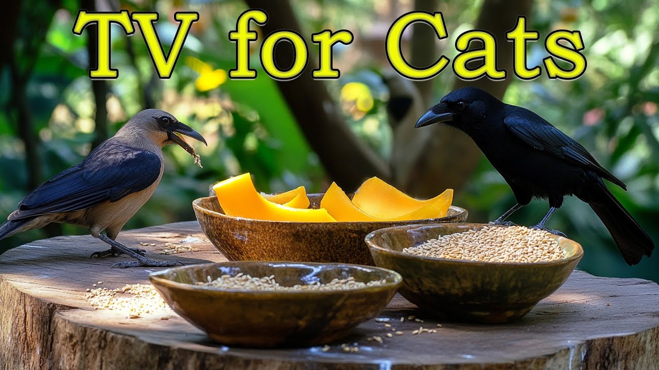 Birds for Cats to Watch Videos ~ Birds Eat ~ Cat TV Video ⭐ 3 HOURS ⭐